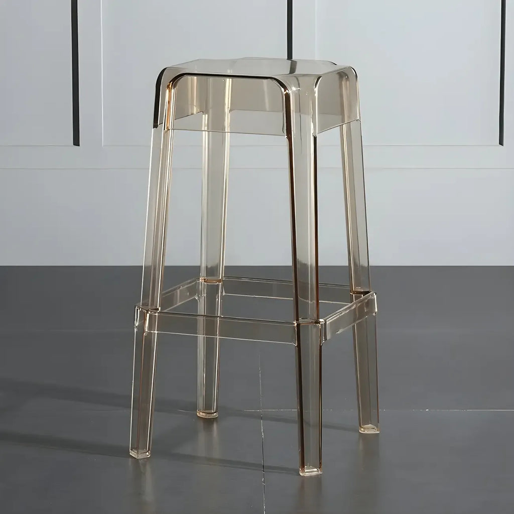 Tabouret de bar carré moderne à quatre pieds en acrylique