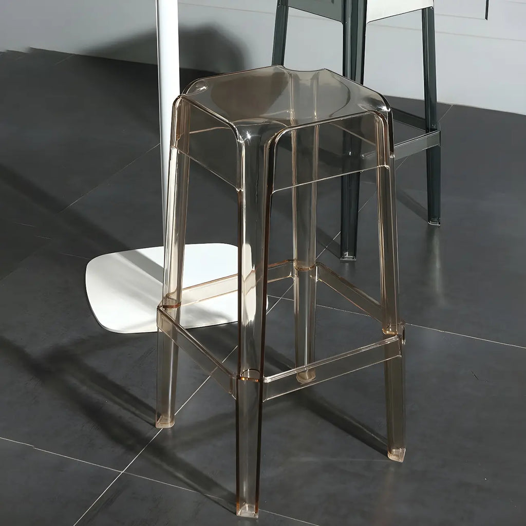 Tabouret de bar carré moderne à quatre pieds en acrylique