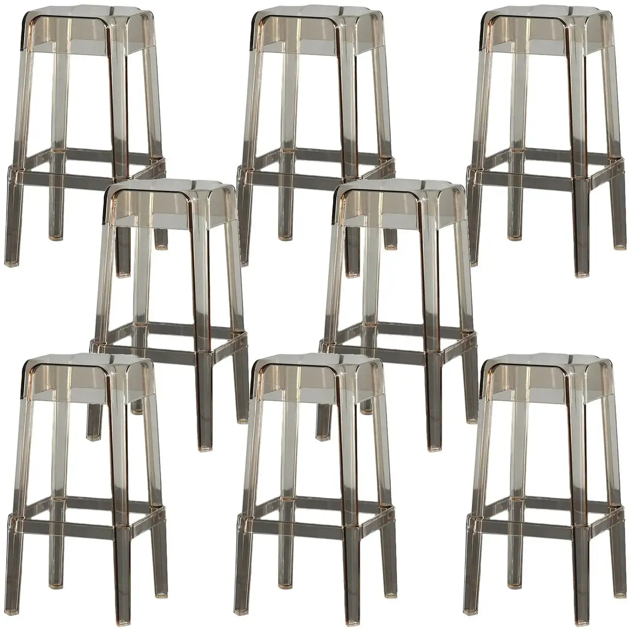 Tabouret de bar carré moderne à quatre pieds en acrylique