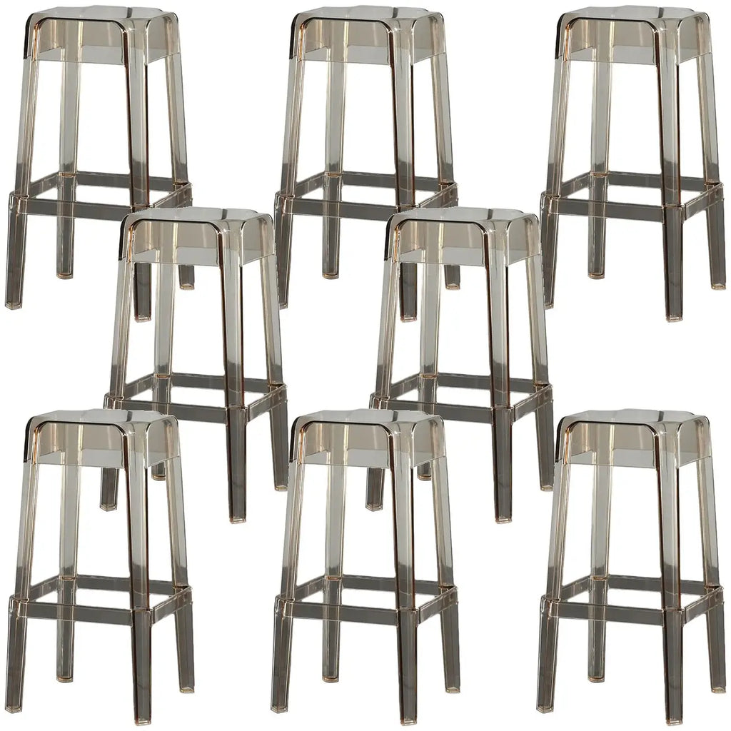Tabouret de bar carré moderne à quatre pieds en acrylique