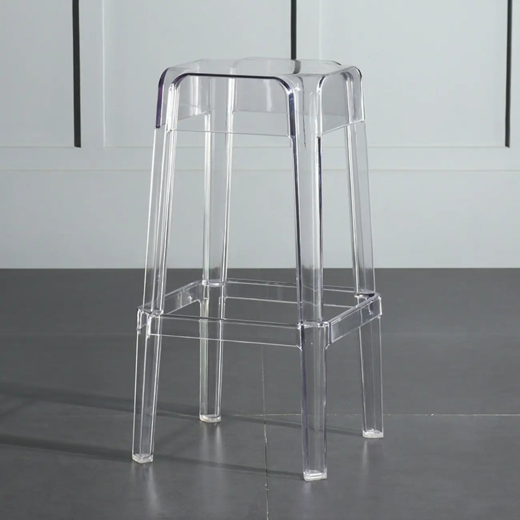 Tabouret de bar carré moderne à quatre pieds en acrylique