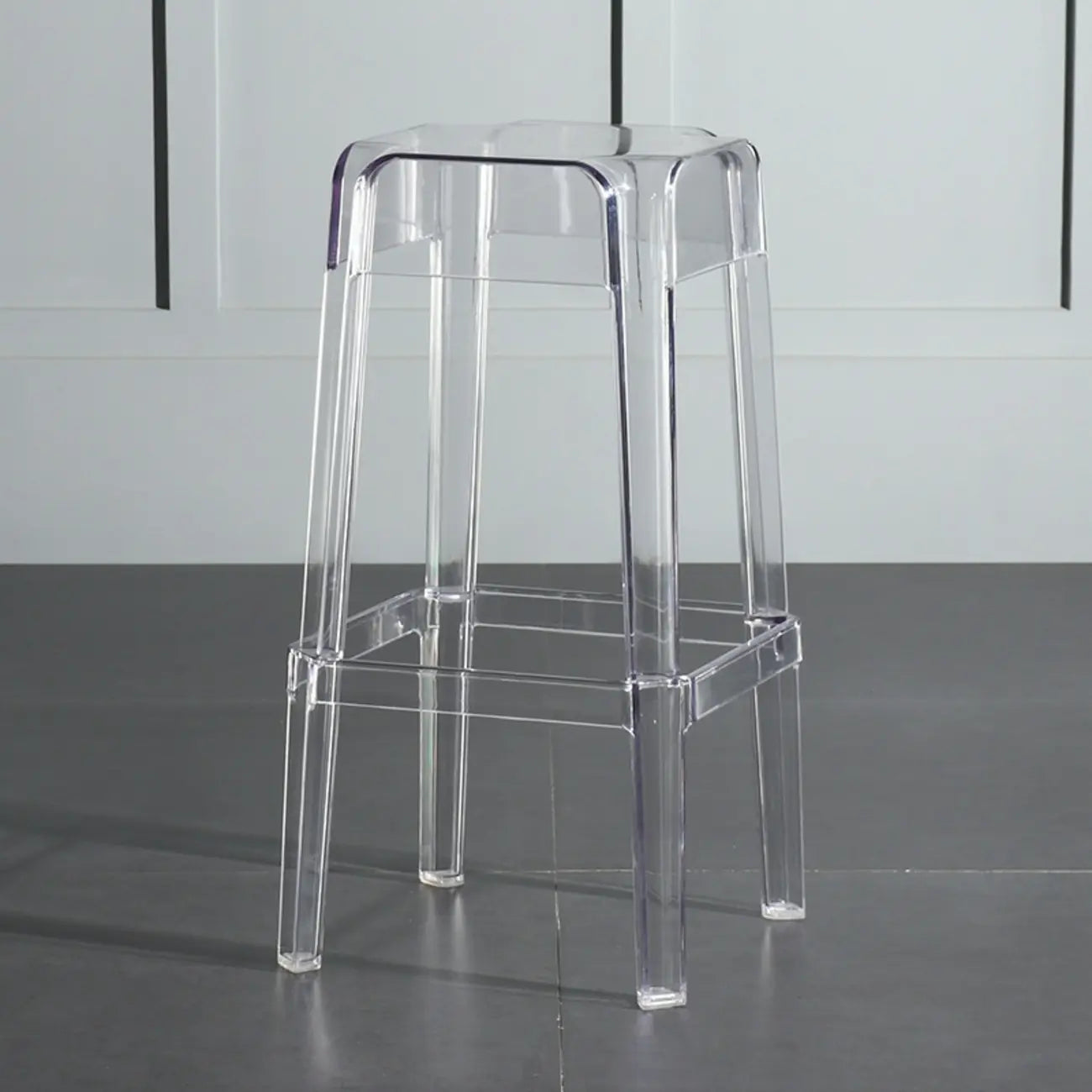 Tabouret de bar carré moderne à quatre pieds en acrylique