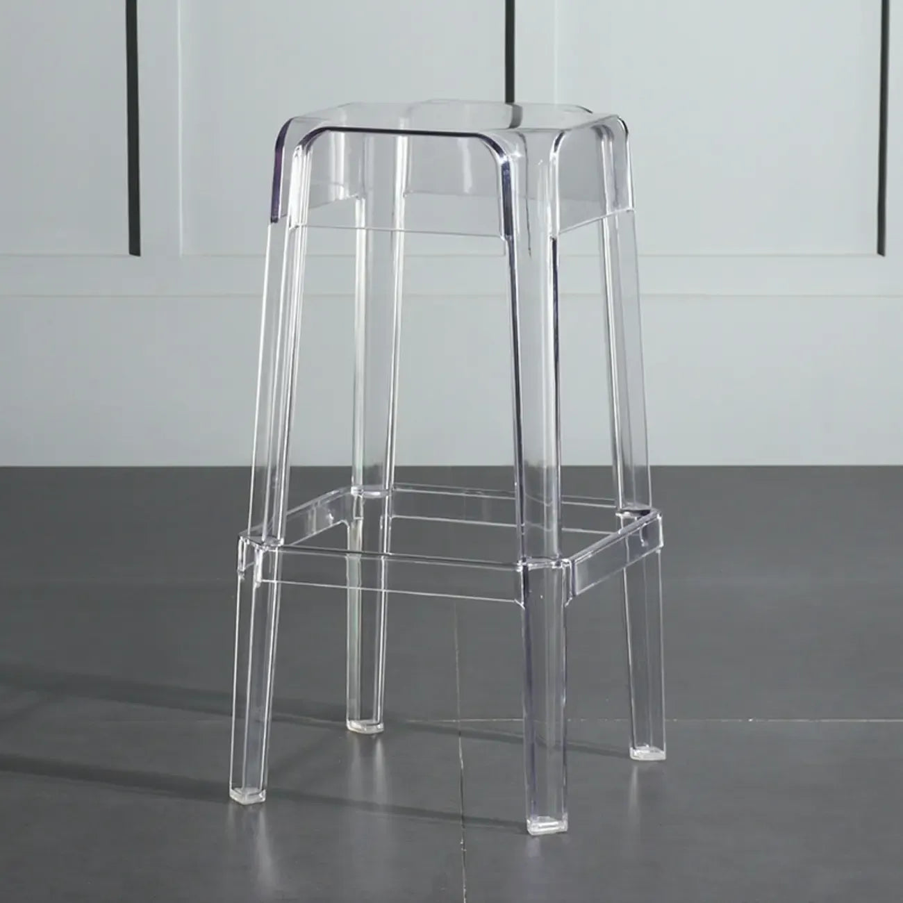 Tabouret de bar carré moderne à quatre pieds en acrylique