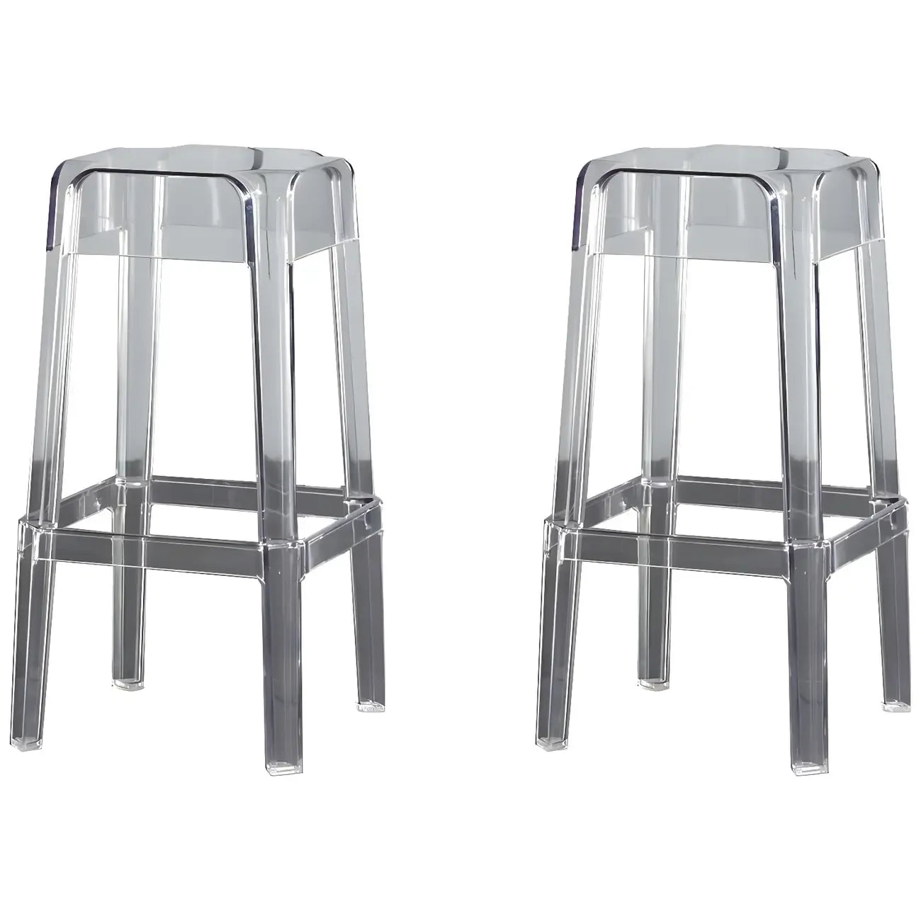 Tabouret de bar carré moderne à quatre pieds en acrylique