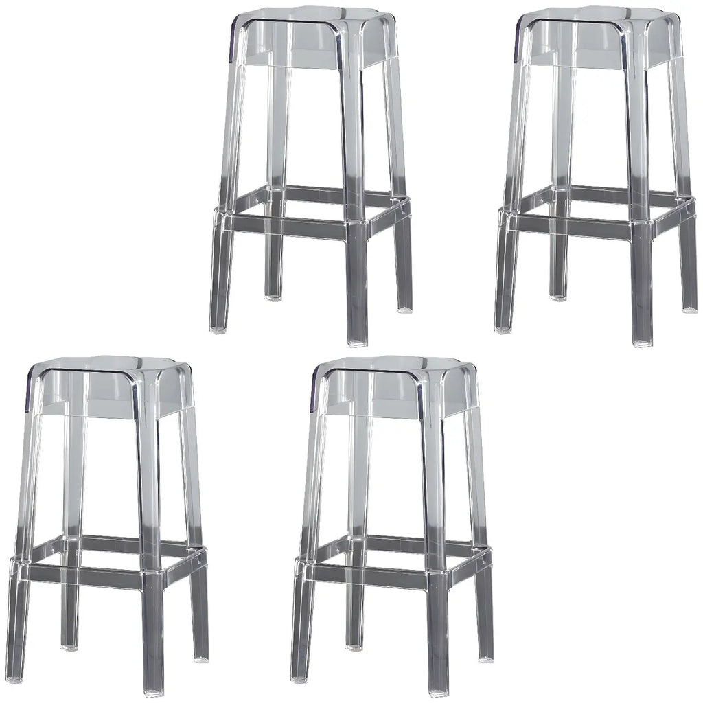 Tabouret de bar carré moderne à quatre pieds en acrylique