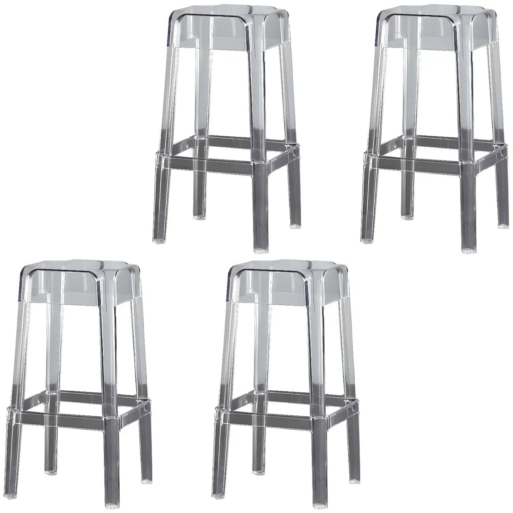 Tabouret de bar carré moderne à quatre pieds en acrylique