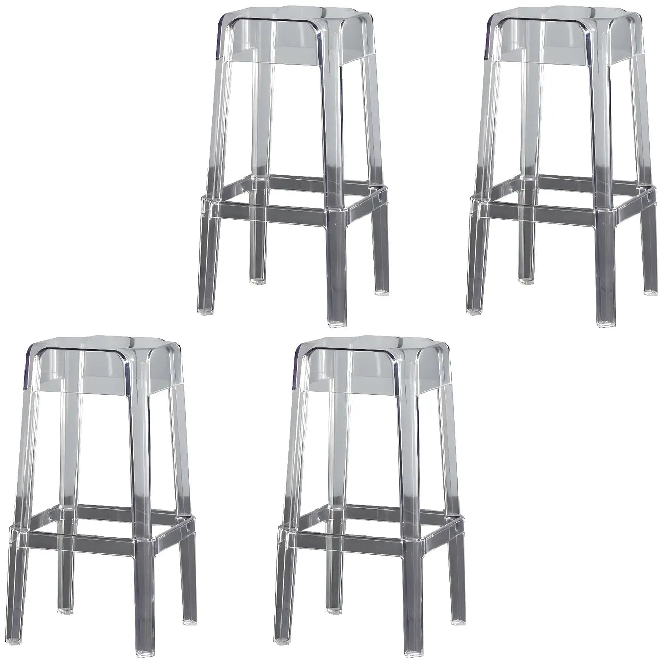 Tabouret de bar carré moderne à quatre pieds en acrylique