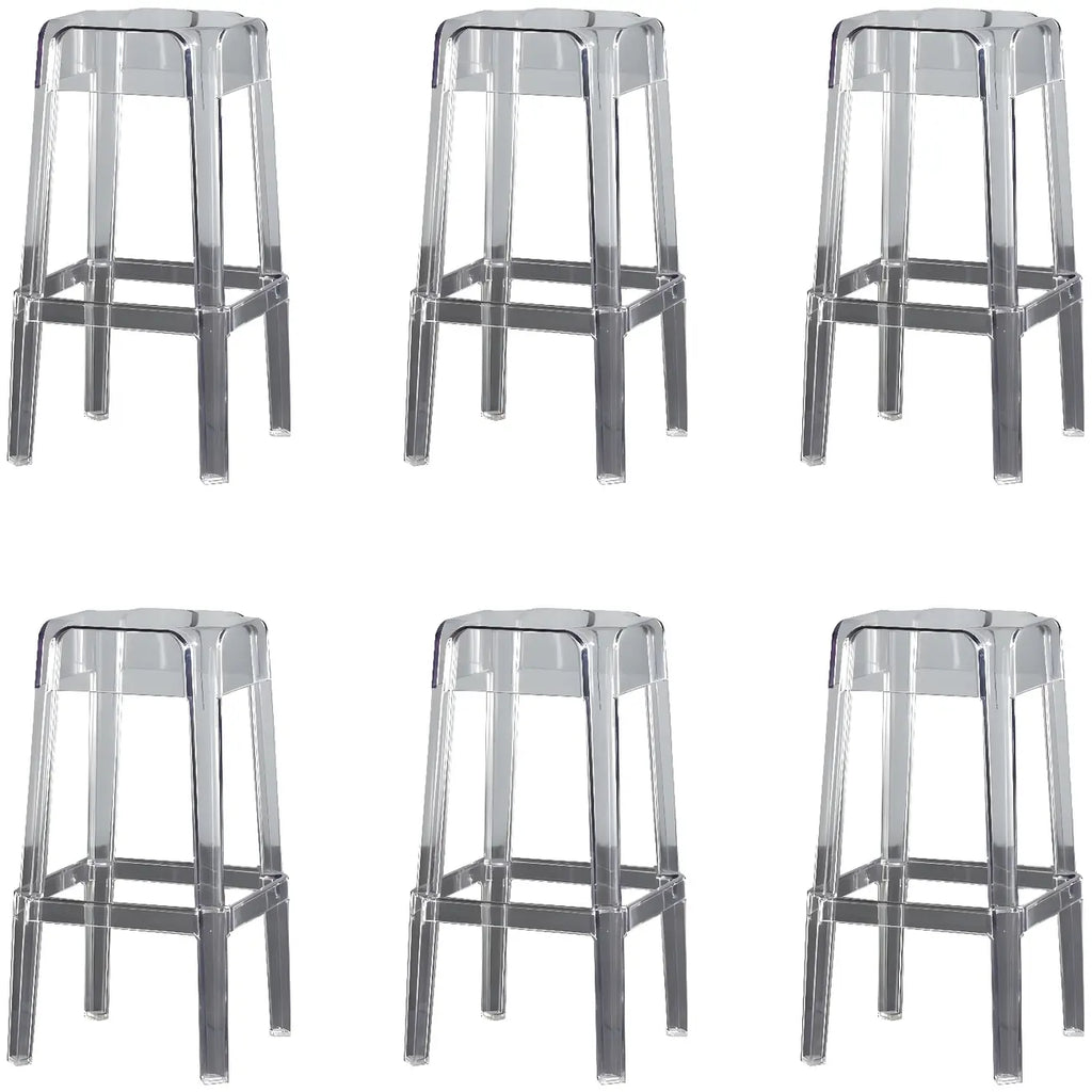 Tabouret de bar carré moderne à quatre pieds en acrylique