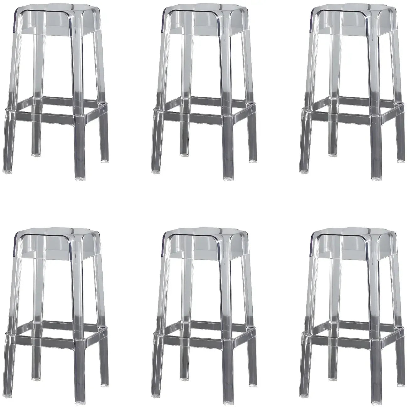Tabouret de bar carré moderne à quatre pieds en acrylique