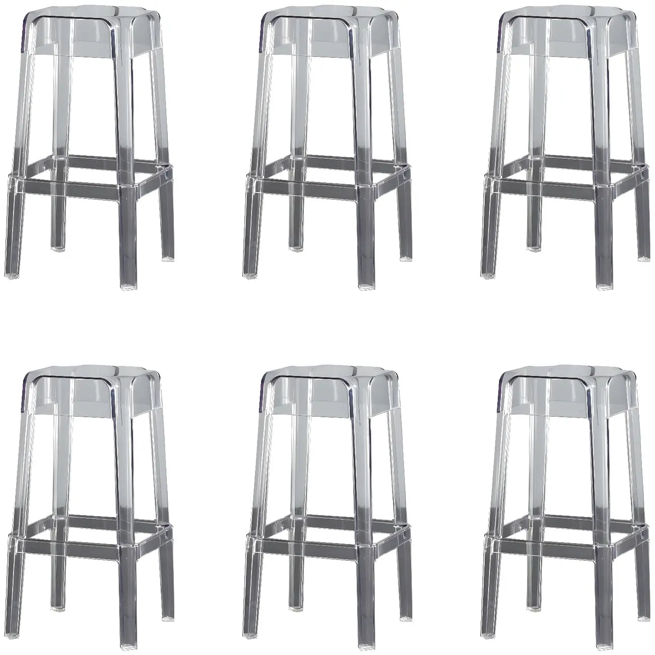 Tabouret de bar carré moderne à quatre pieds en acrylique
