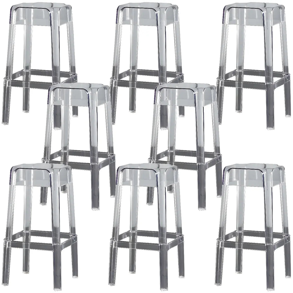 Tabouret de bar carré moderne à quatre pieds en acrylique