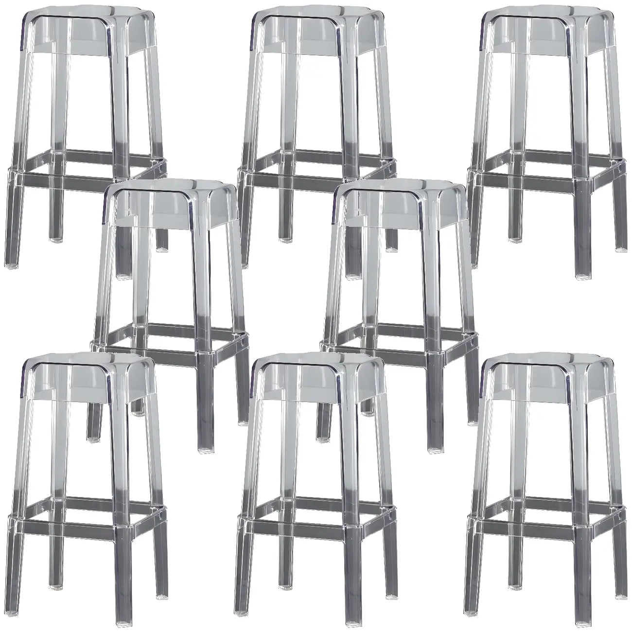 Tabouret de bar carré moderne à quatre pieds en acrylique