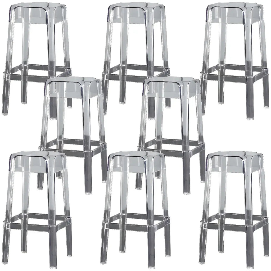 Tabouret de bar carré moderne à quatre pieds en acrylique