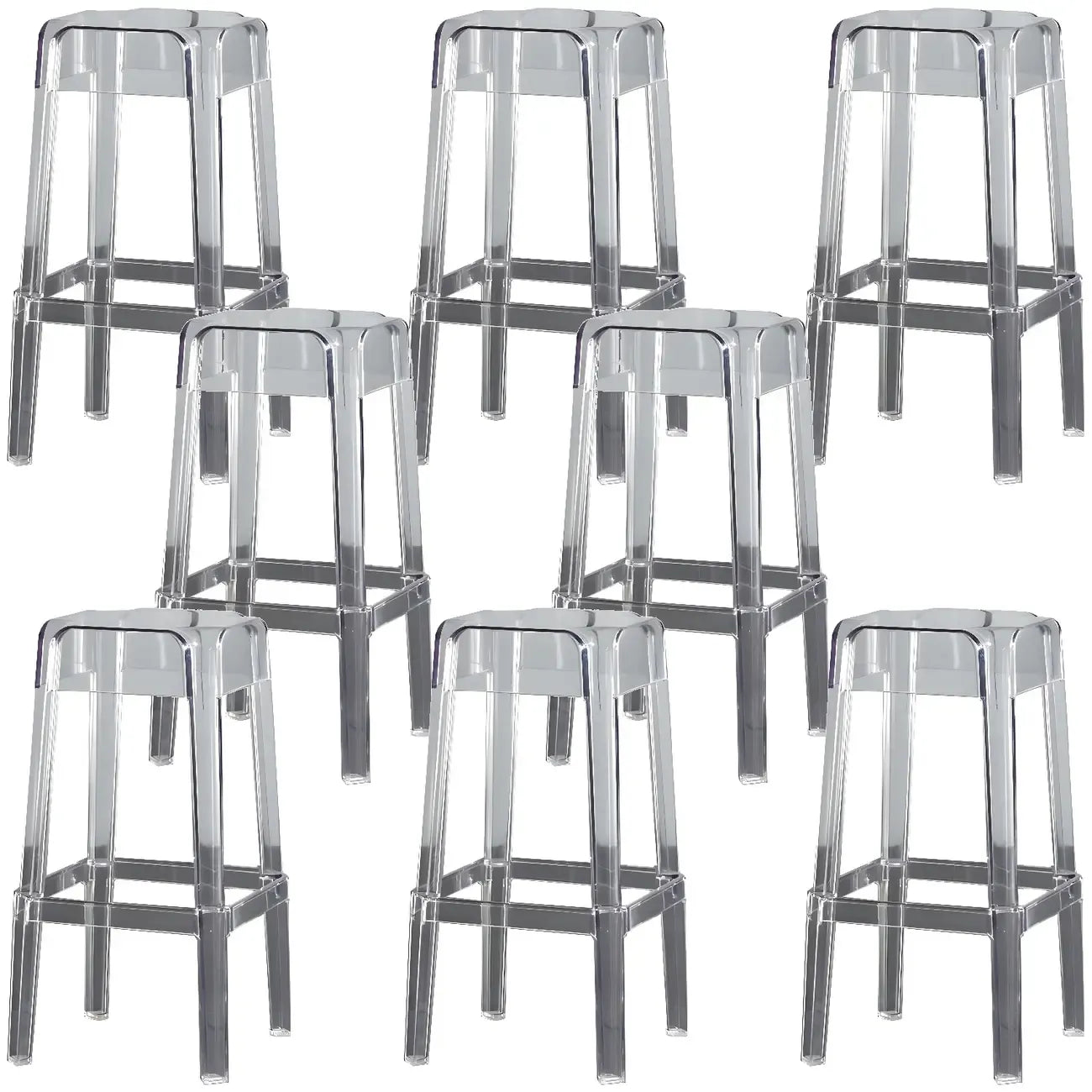 Tabouret de bar carré moderne à quatre pieds en acrylique