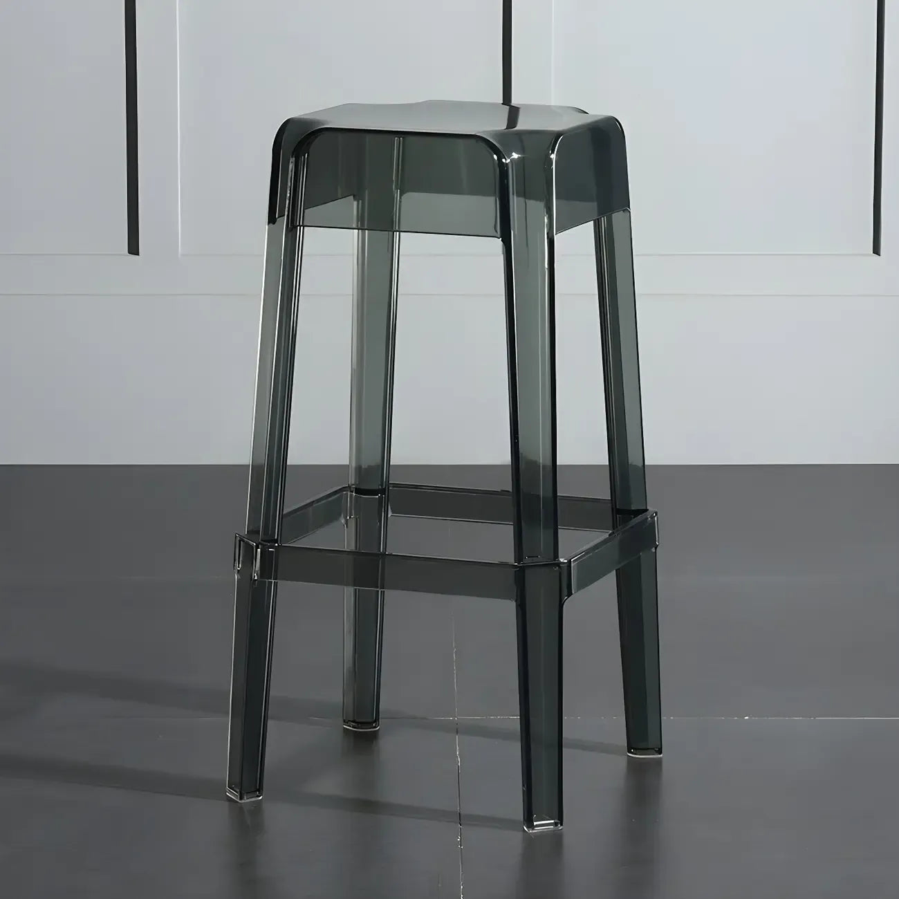 Tabouret de bar carré moderne à quatre pieds en acrylique