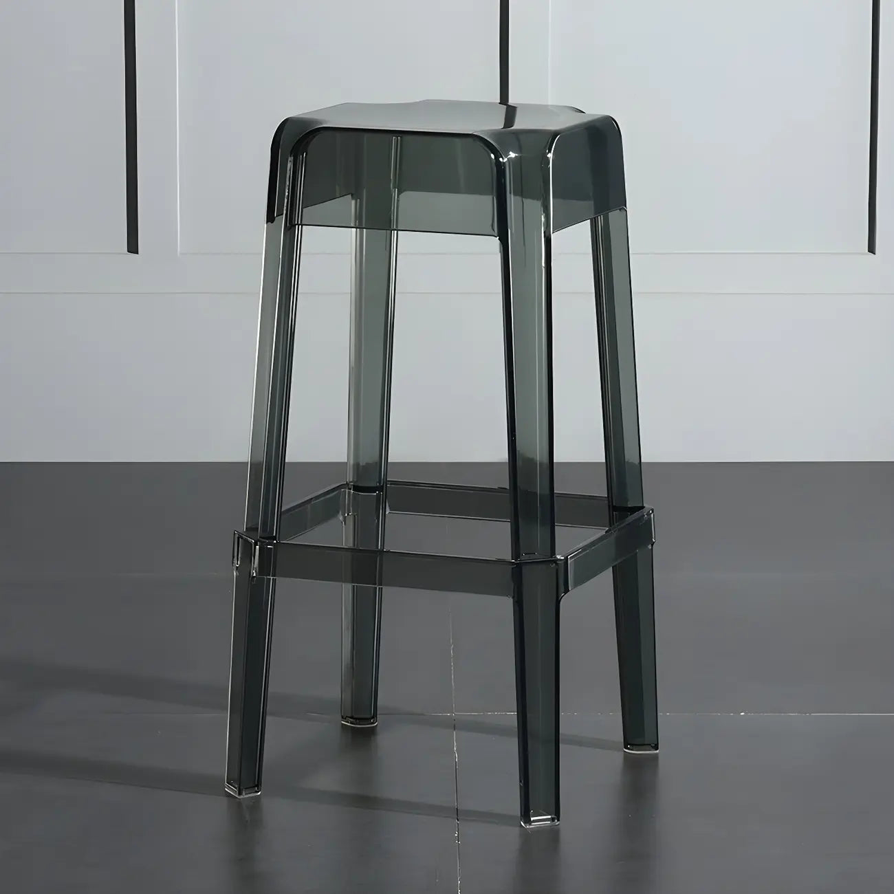 Tabouret de bar carré moderne à quatre pieds en acrylique
