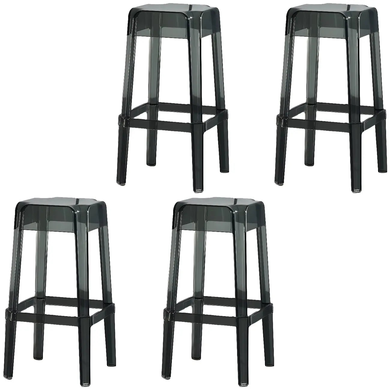 Tabouret de bar carré moderne à quatre pieds en acrylique