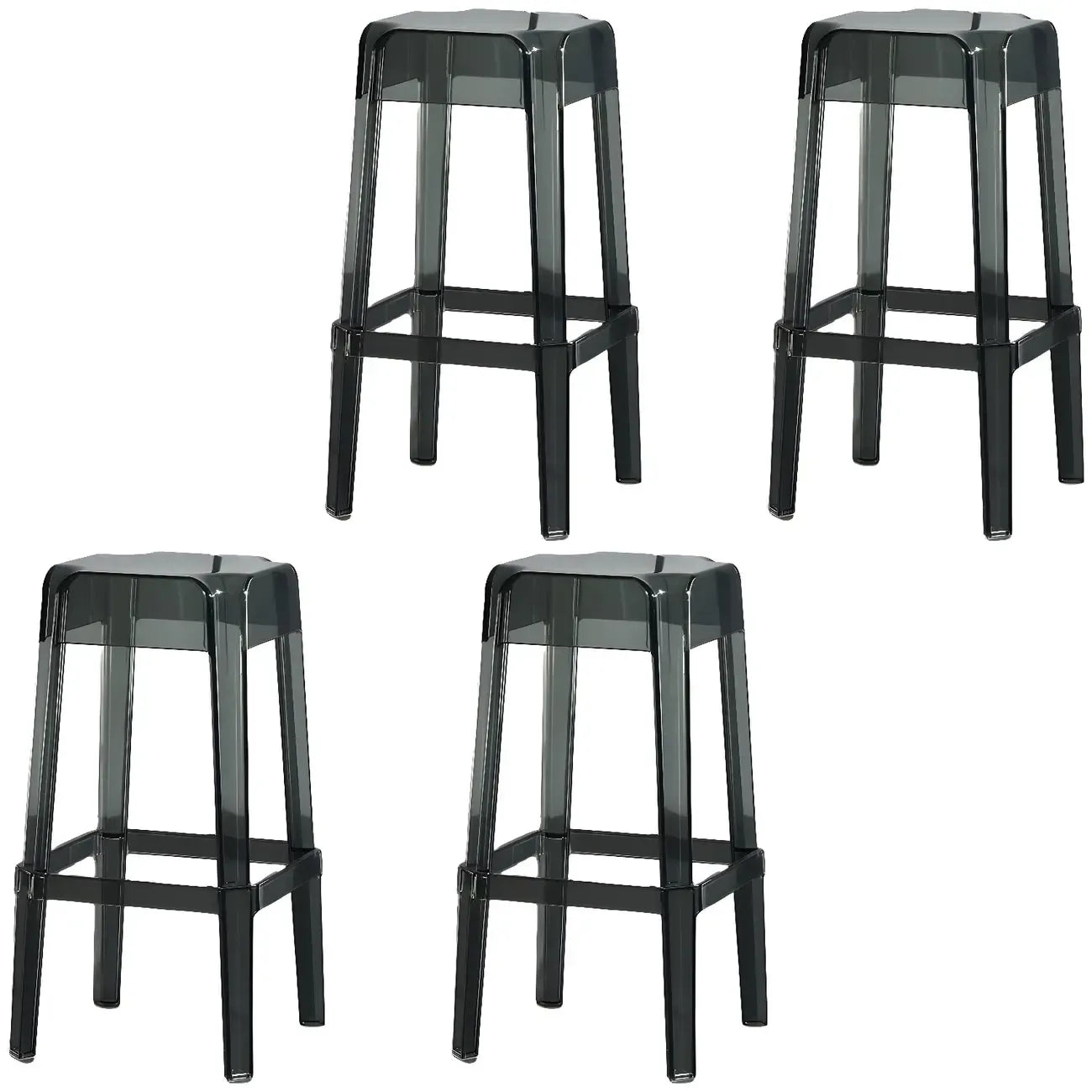 Tabouret de bar carré moderne à quatre pieds en acrylique