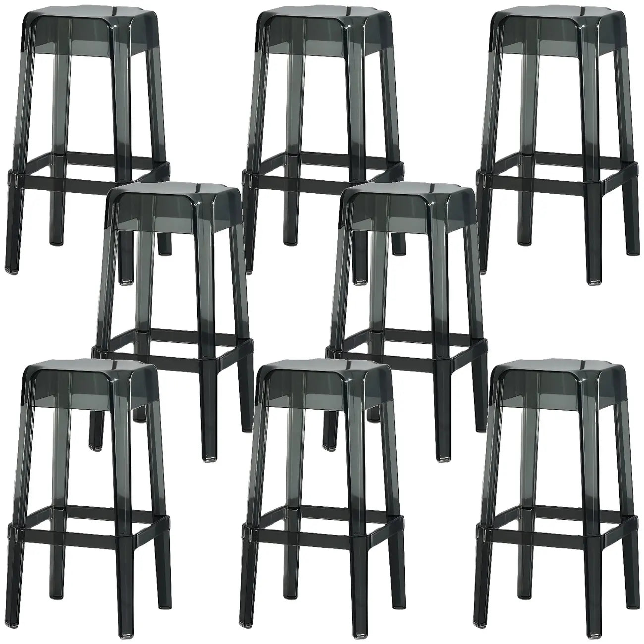 Tabouret de bar carré moderne à quatre pieds en acrylique
