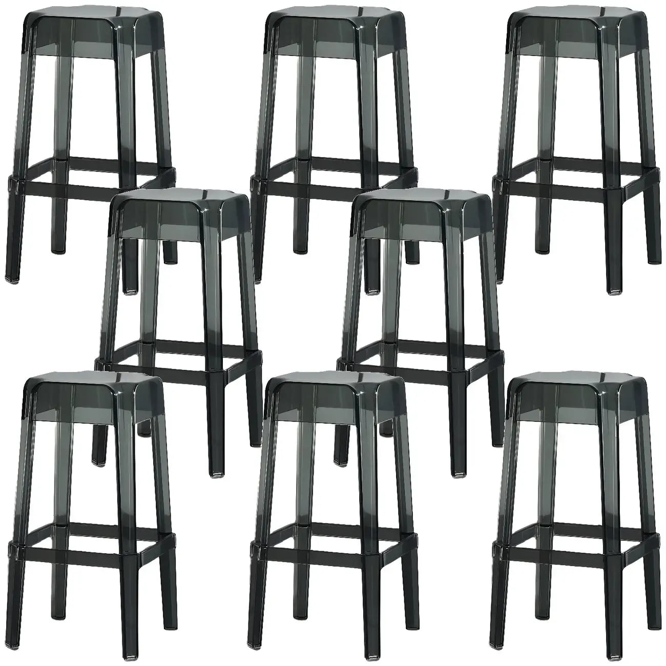 Tabouret de bar carré moderne à quatre pieds en acrylique