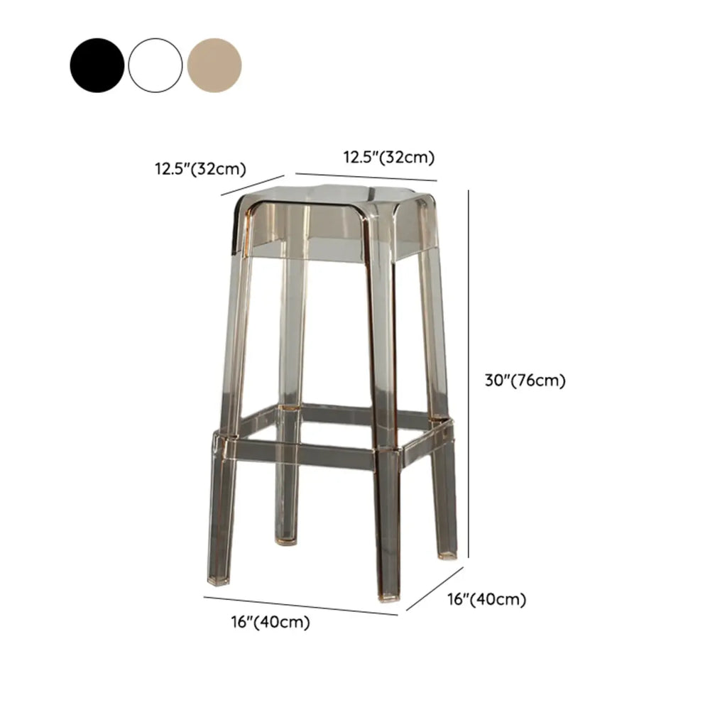 Tabouret de bar carré moderne à quatre pieds en acrylique