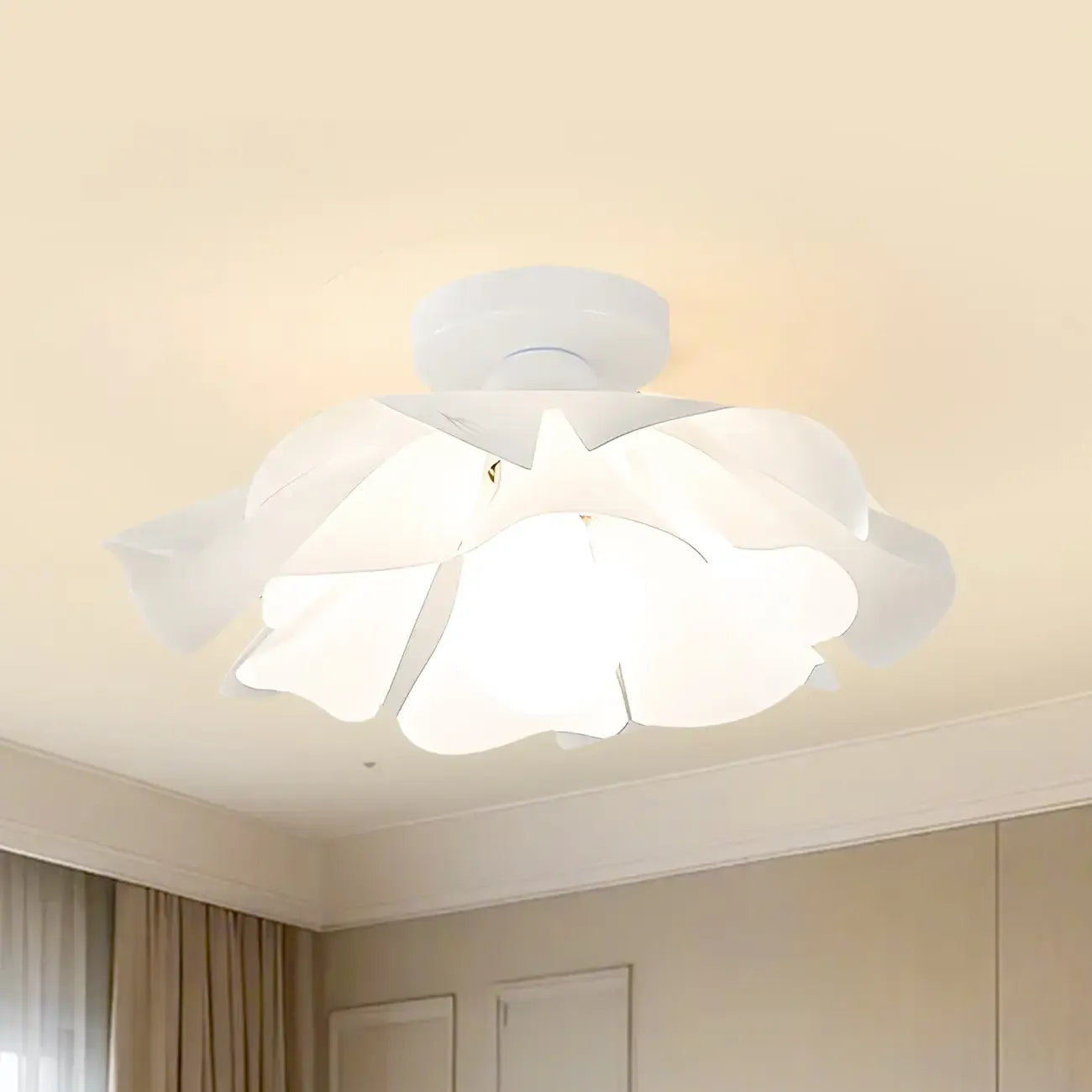 Plafonnier semi-encastré LED élégant à motif floral pour chambre