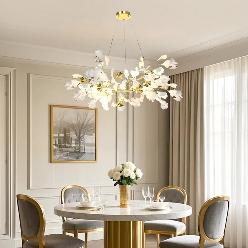 Lustre floral doré moderne et artistique pour cuisine