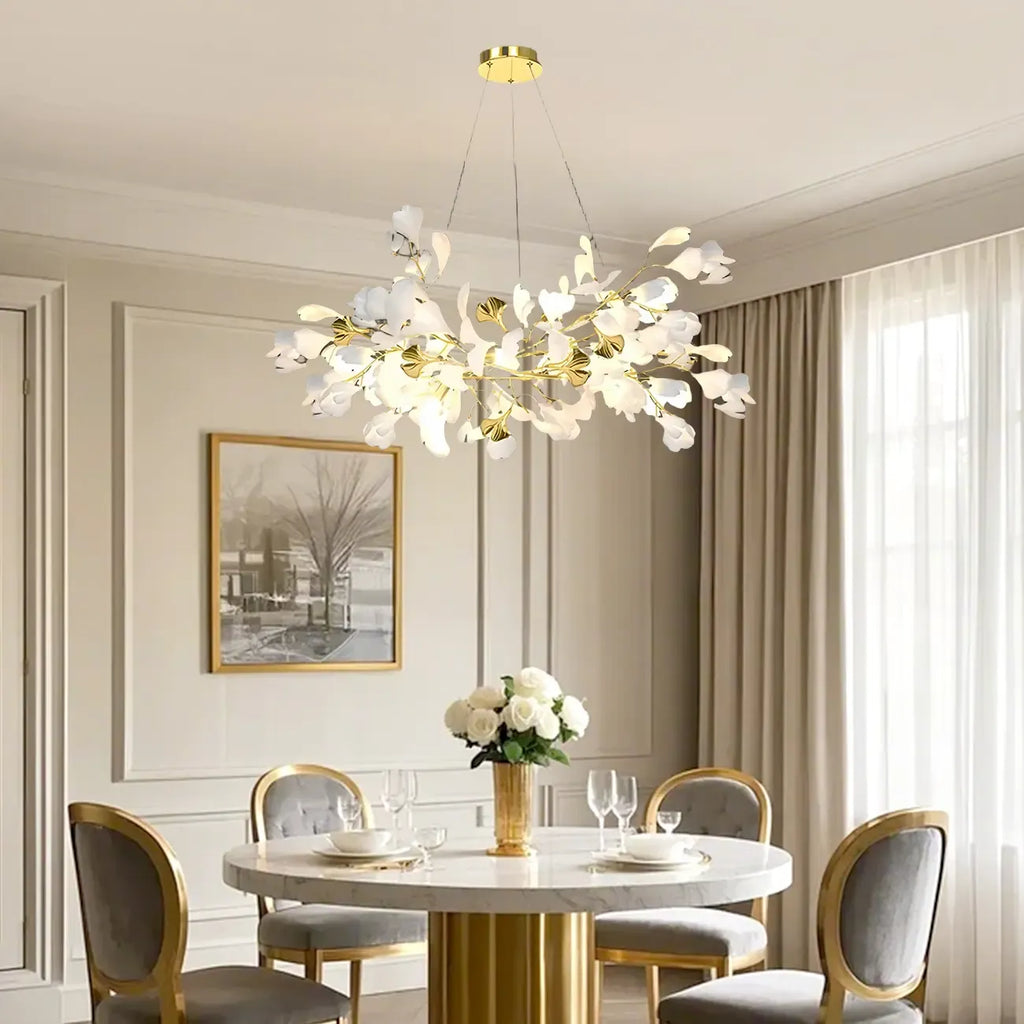 Lustre floral doré moderne et artistique pour cuisine