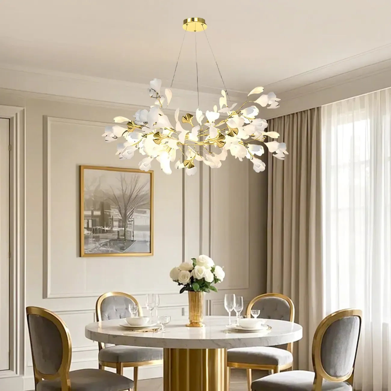 Lustre floral doré moderne et artistique pour cuisine