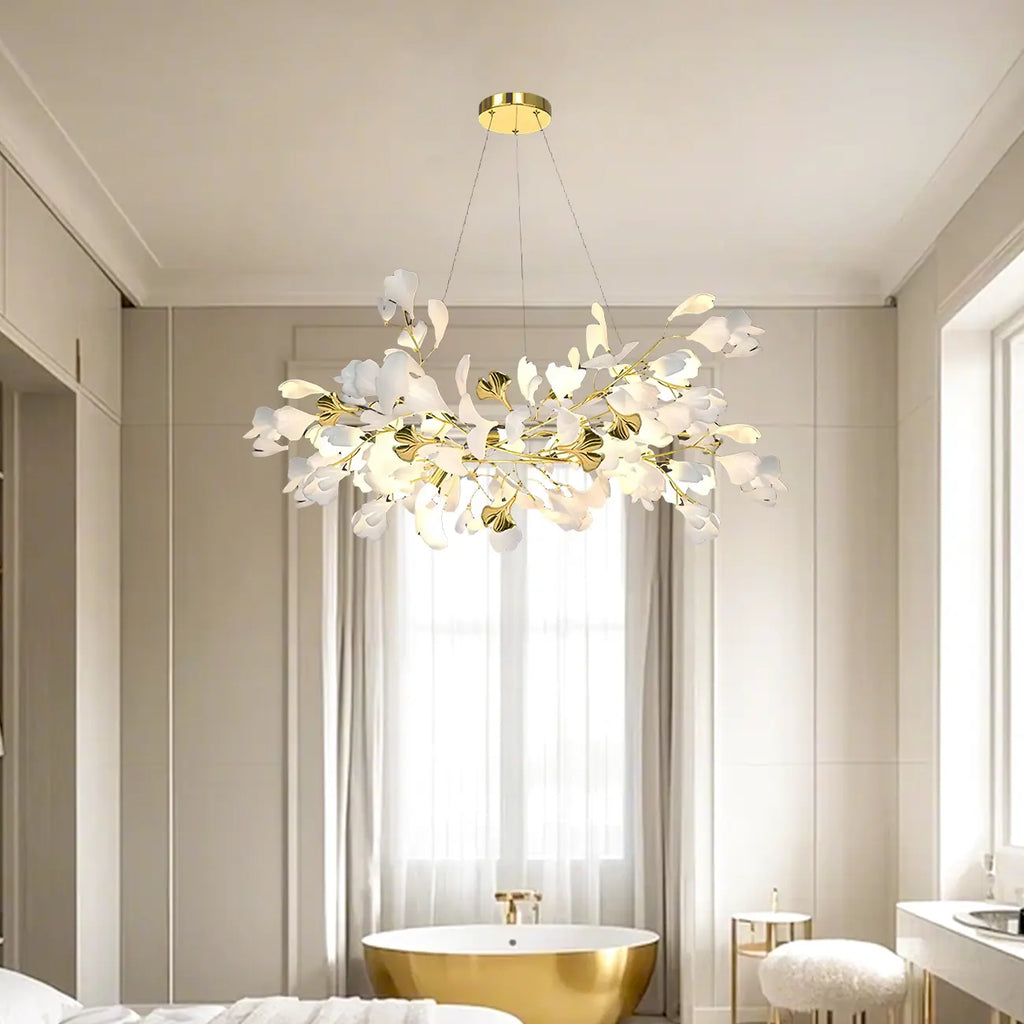 Lustre floral doré moderne et artistique pour cuisine