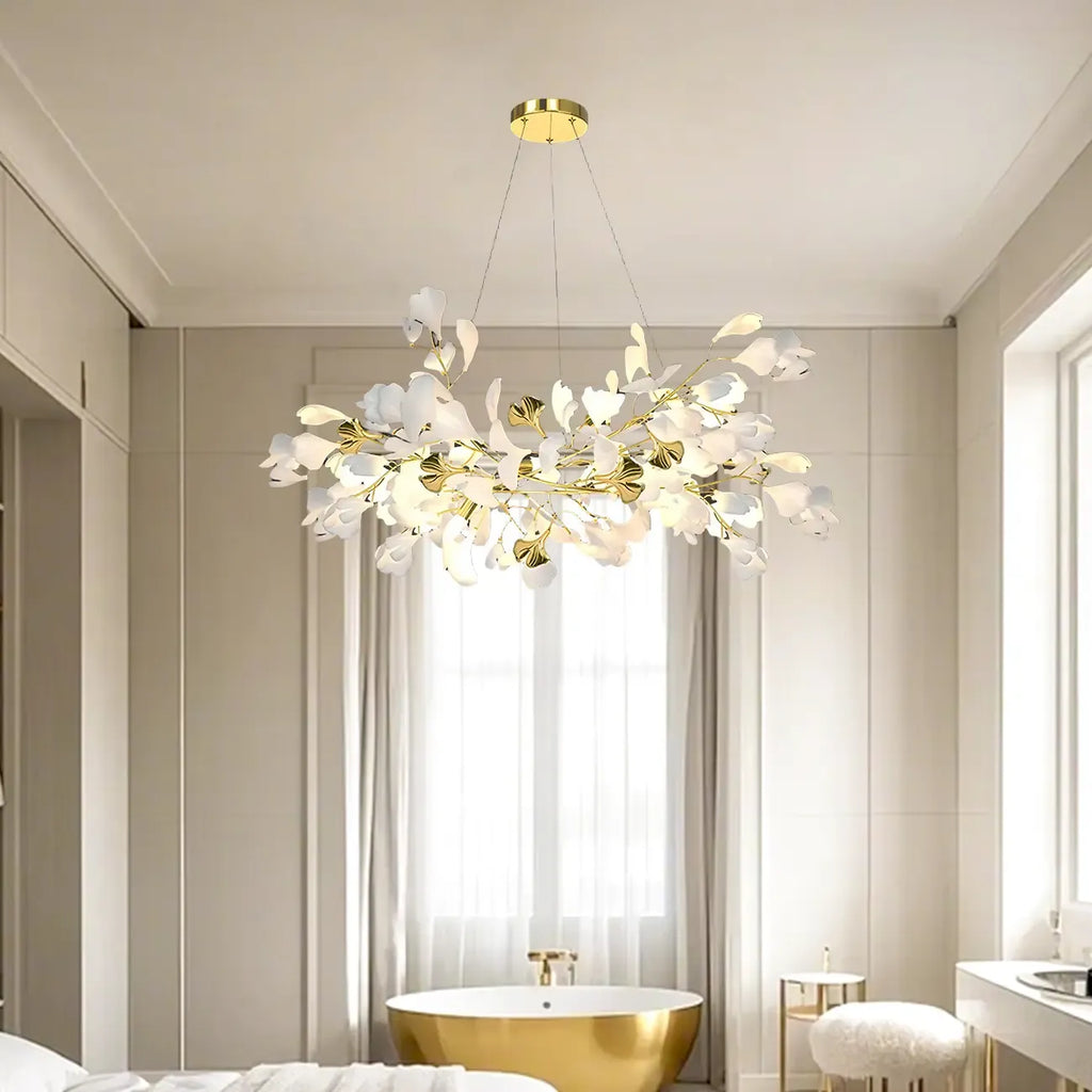 Lustre floral doré moderne et artistique pour cuisine