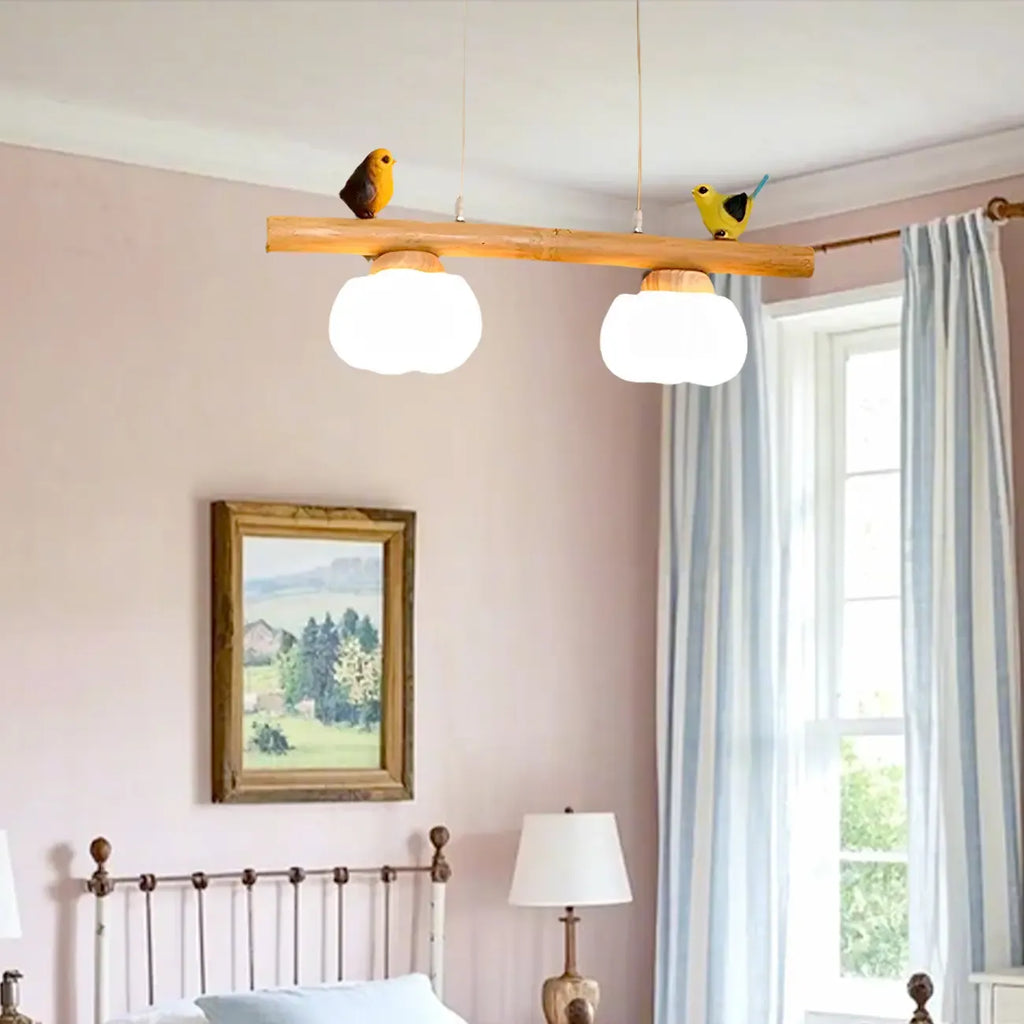 Lampada a sospensione moderna a isola con fiori in bambù regolabile