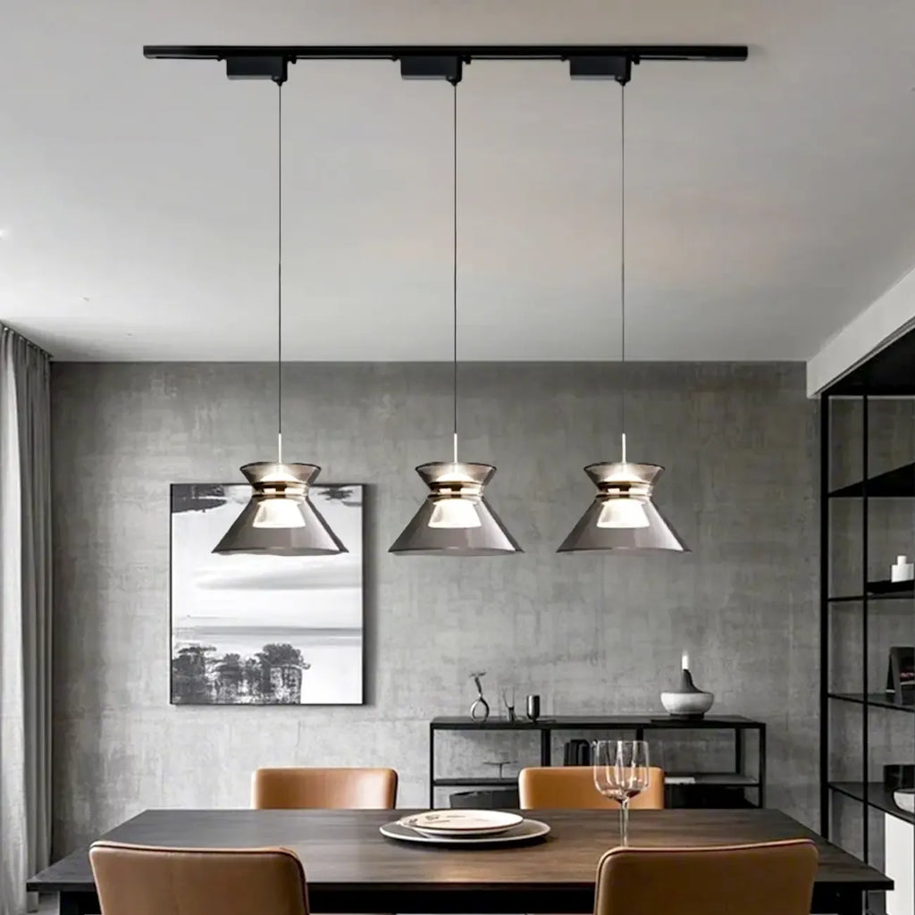 Suspension moderne noire réglable conique pour îlot de cuisine