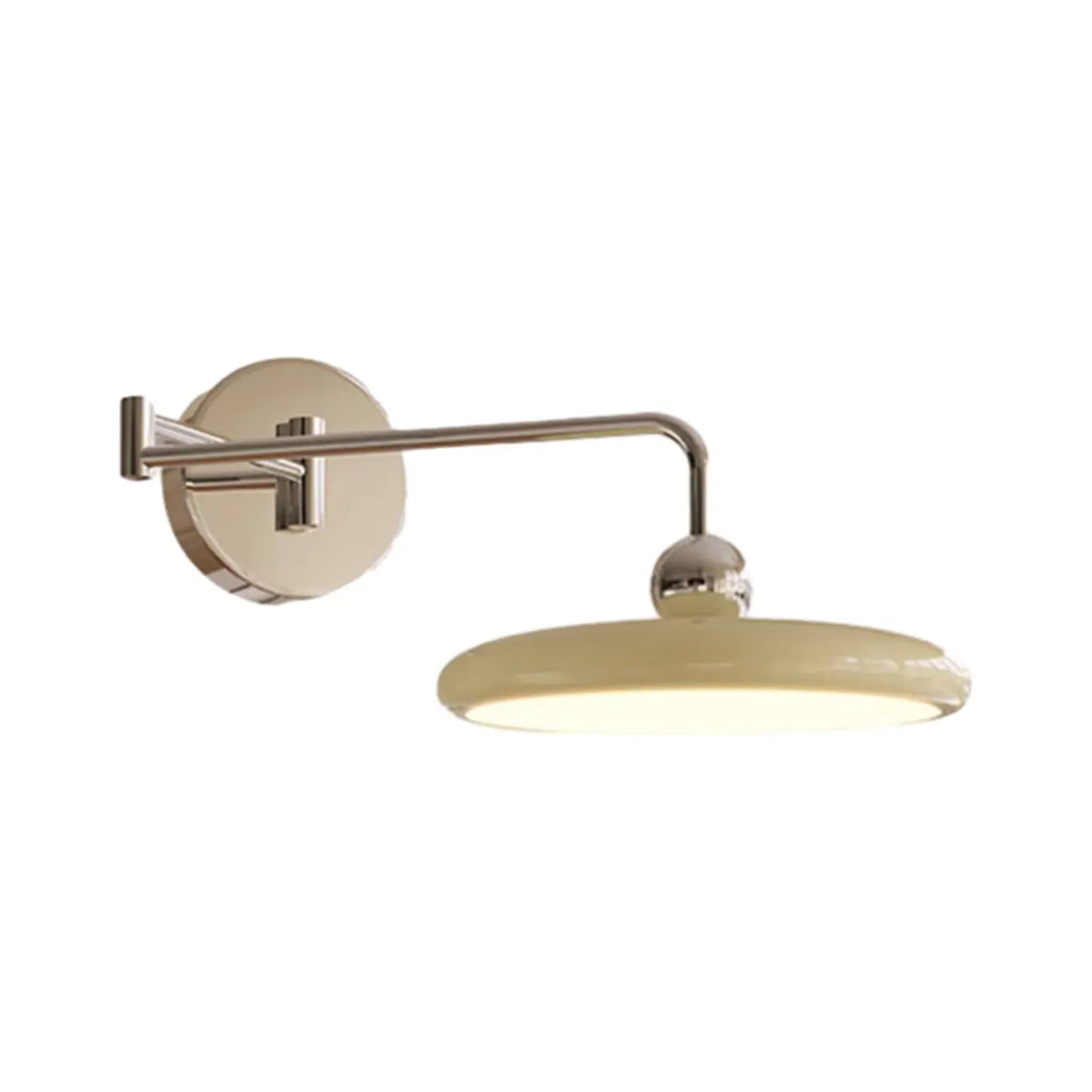 Applique murale moderne beige à bras articulé avec abat-jour rond