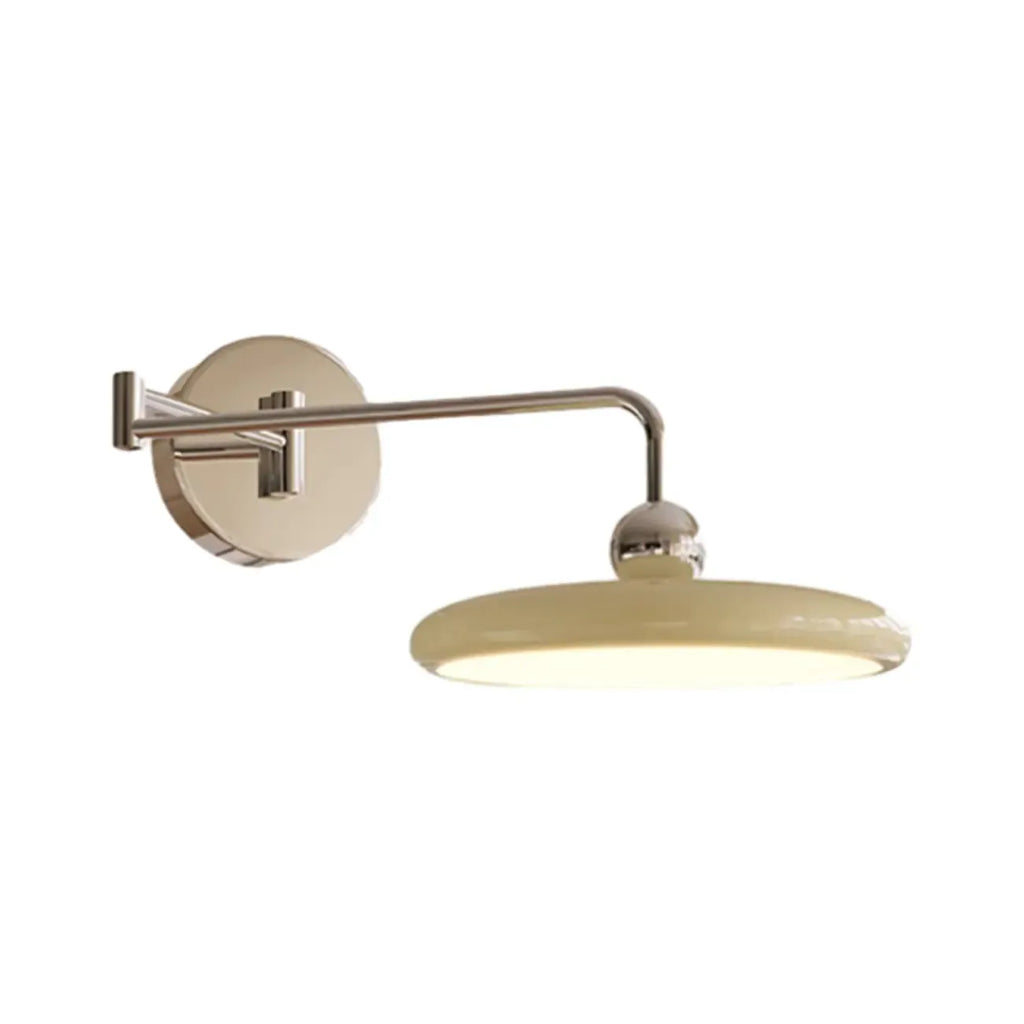 Applique murale moderne beige à bras articulé avec abat-jour rond