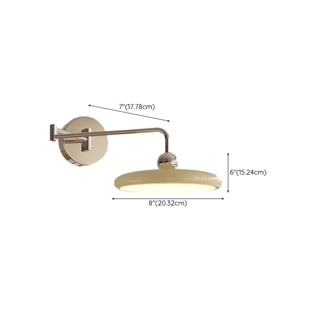 Applique murale moderne beige à bras articulé avec abat-jour rond