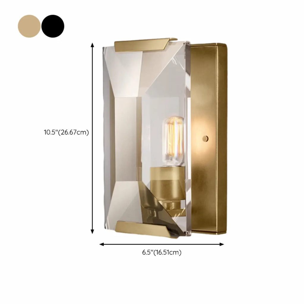 Applique murale rectangulaire moderne en cristal doré pour salle de bain