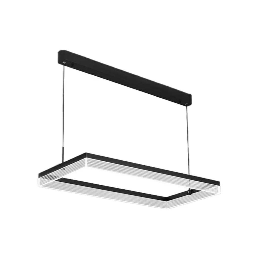 Suspension LED rectangulaire noire moderne pour îlot de cuisine