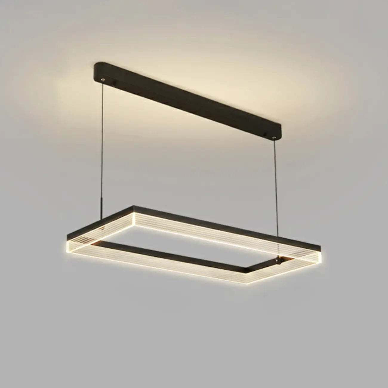 Suspension LED rectangulaire noire moderne pour îlot de cuisine