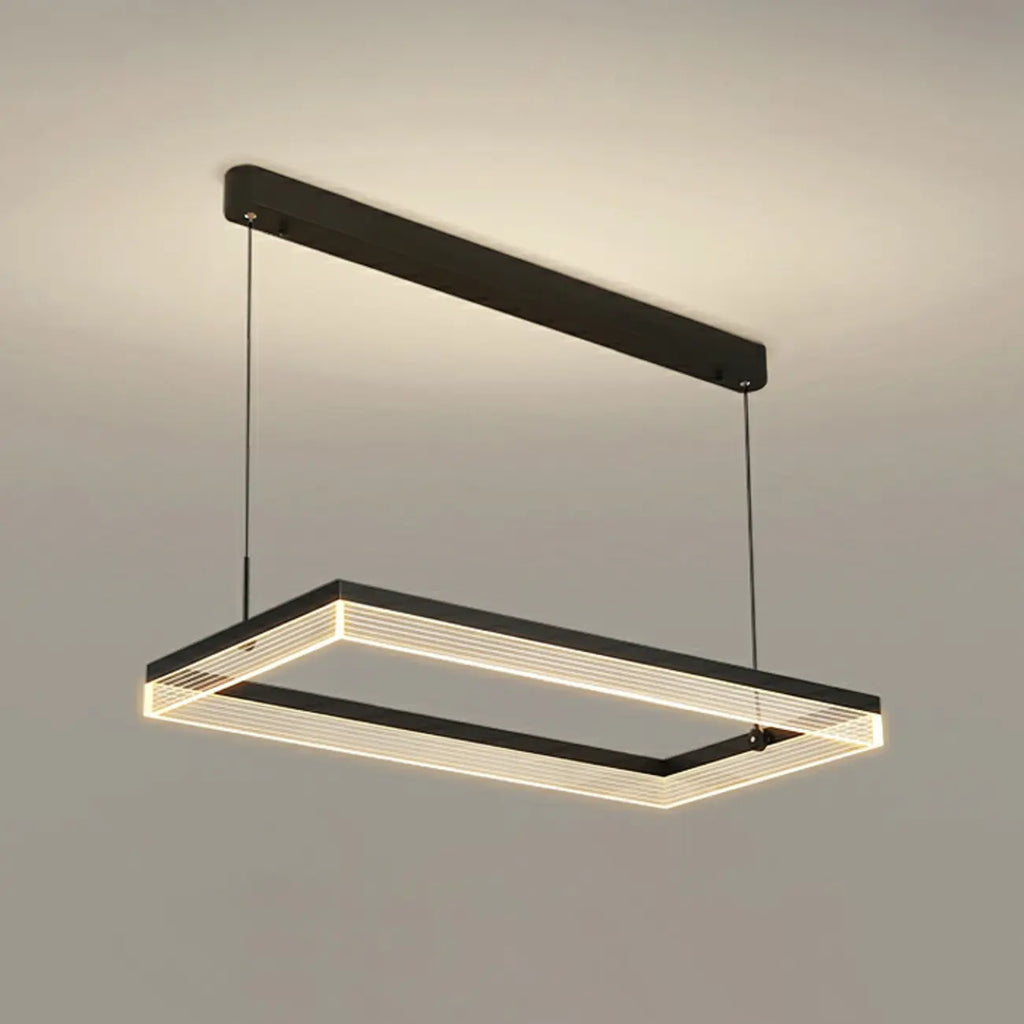 Suspension LED rectangulaire noire moderne pour îlot de cuisine