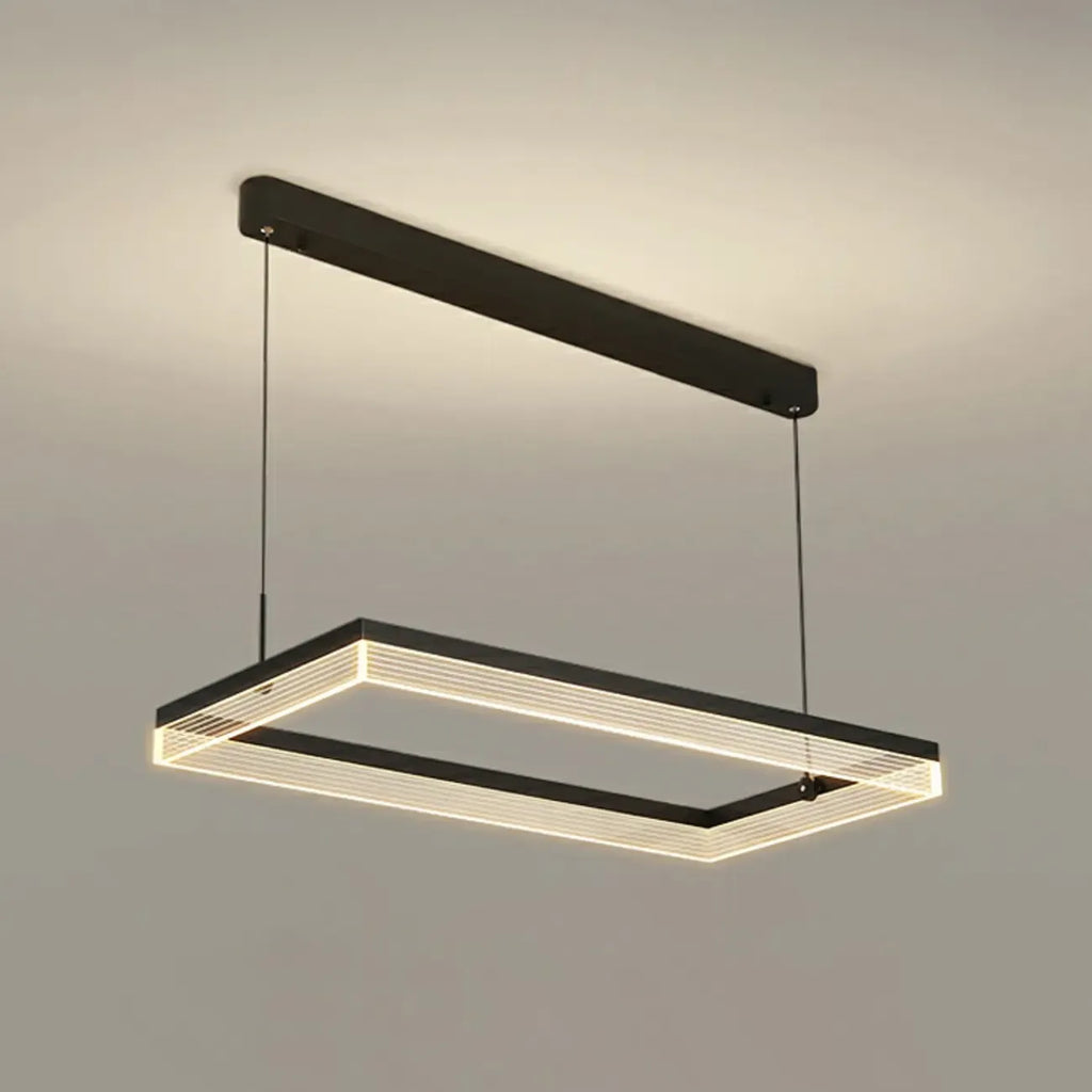 Suspension LED rectangulaire noire moderne pour îlot de cuisine
