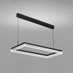 Suspension LED rectangulaire noire moderne pour îlot de cuisine