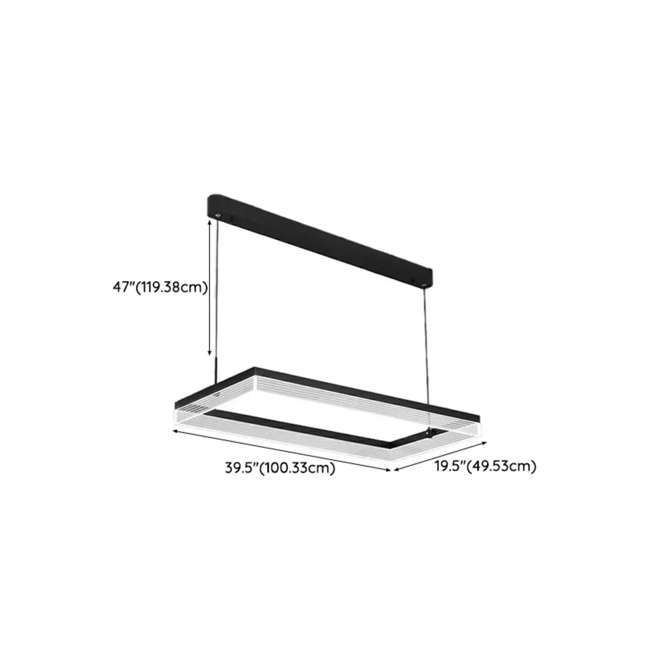 Suspension LED rectangulaire noire moderne pour îlot de cuisine