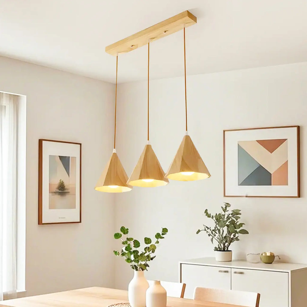 Lampade a sospensione moderne a cono in legno con LED per cucina