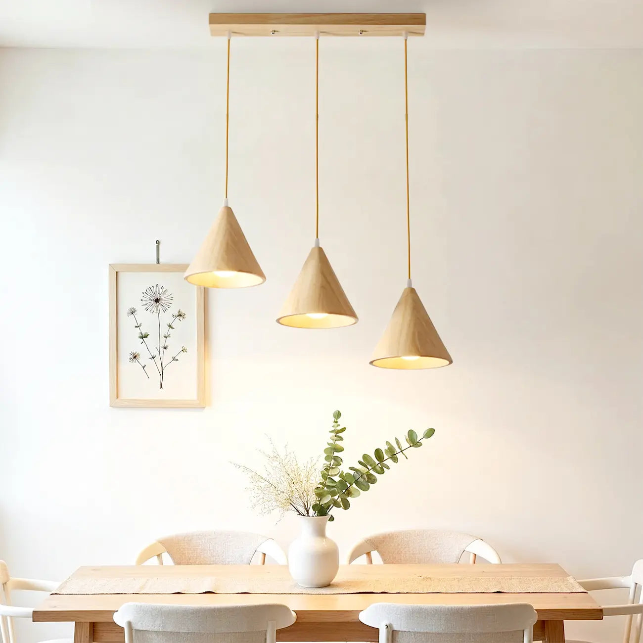 Lampade a sospensione moderne a cono in legno con LED per cucina