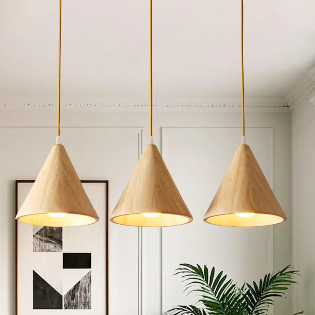Lampade a sospensione moderne a cono in legno con LED per cucina