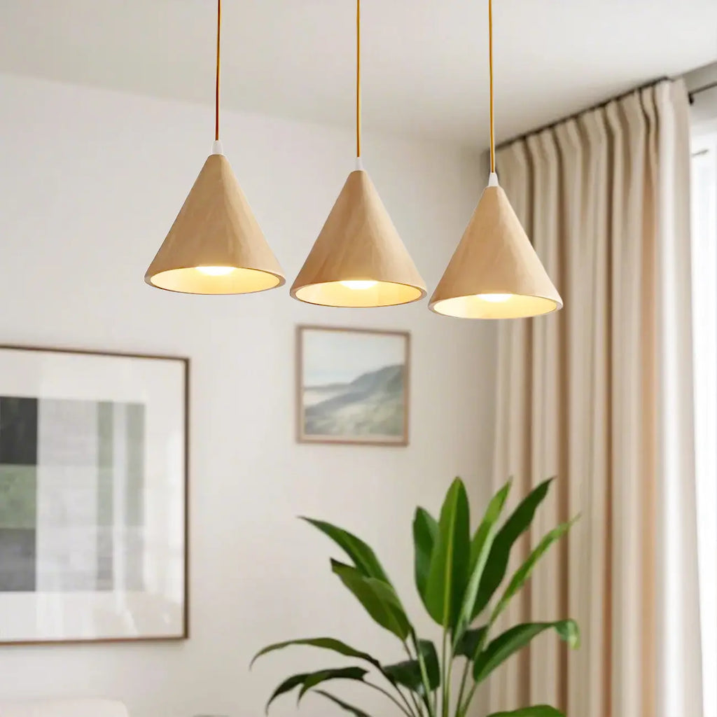Lampade a sospensione moderne a cono in legno con LED per cucina