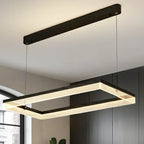 Suspension LED rectangulaire noire moderne pour îlot de cuisine