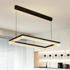 Suspension LED rectangulaire noire moderne pour îlot de cuisine