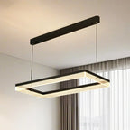 Suspension LED rectangulaire noire moderne pour îlot de cuisine